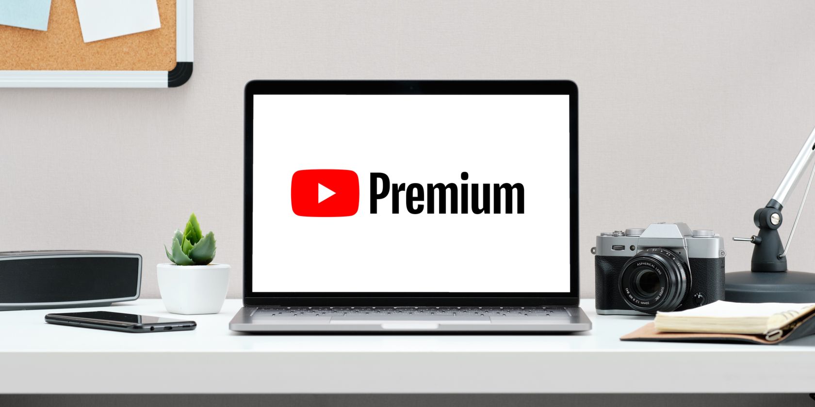YouTube Premium logo on laptop