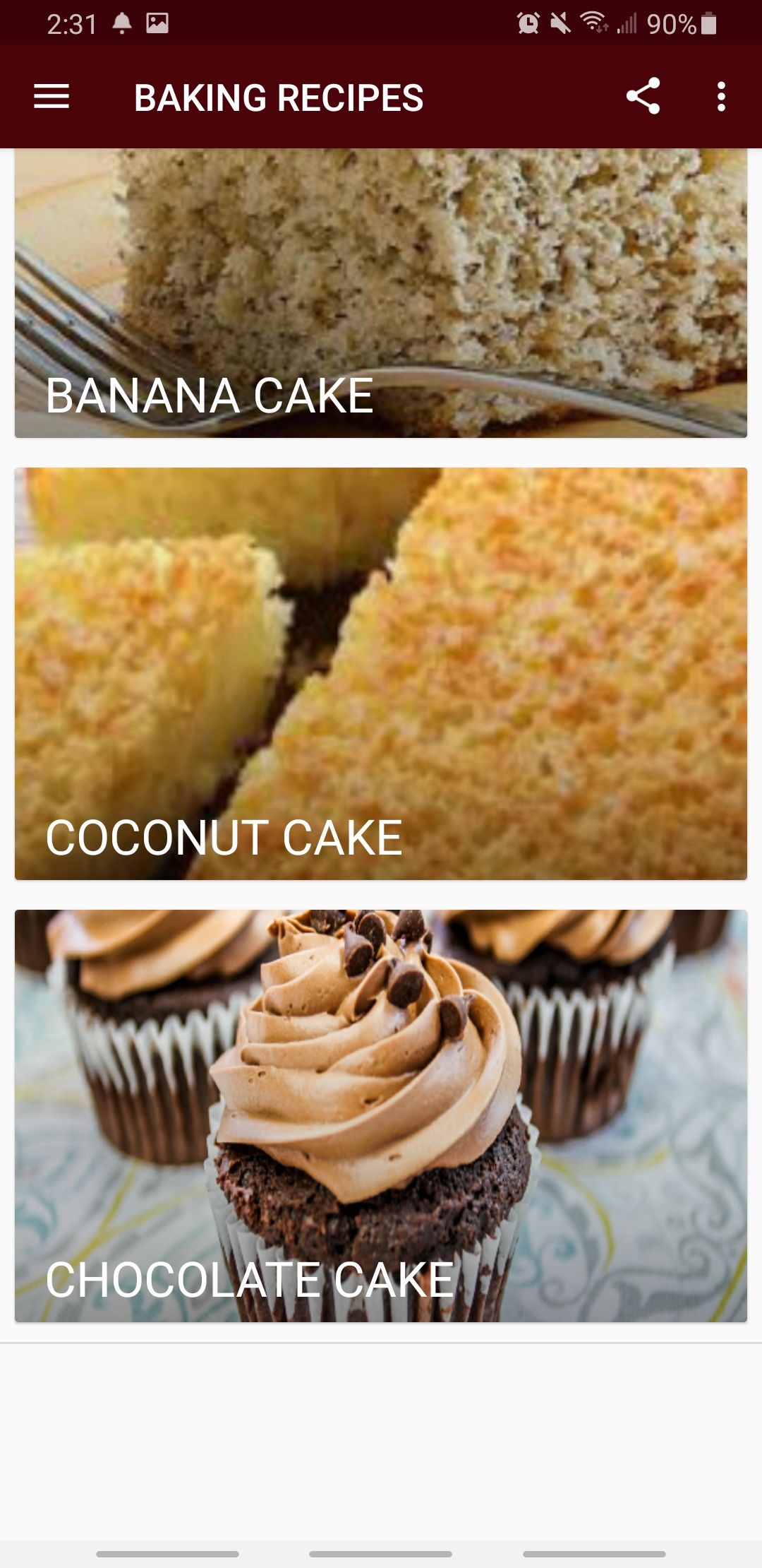 all baking recipes app home page
