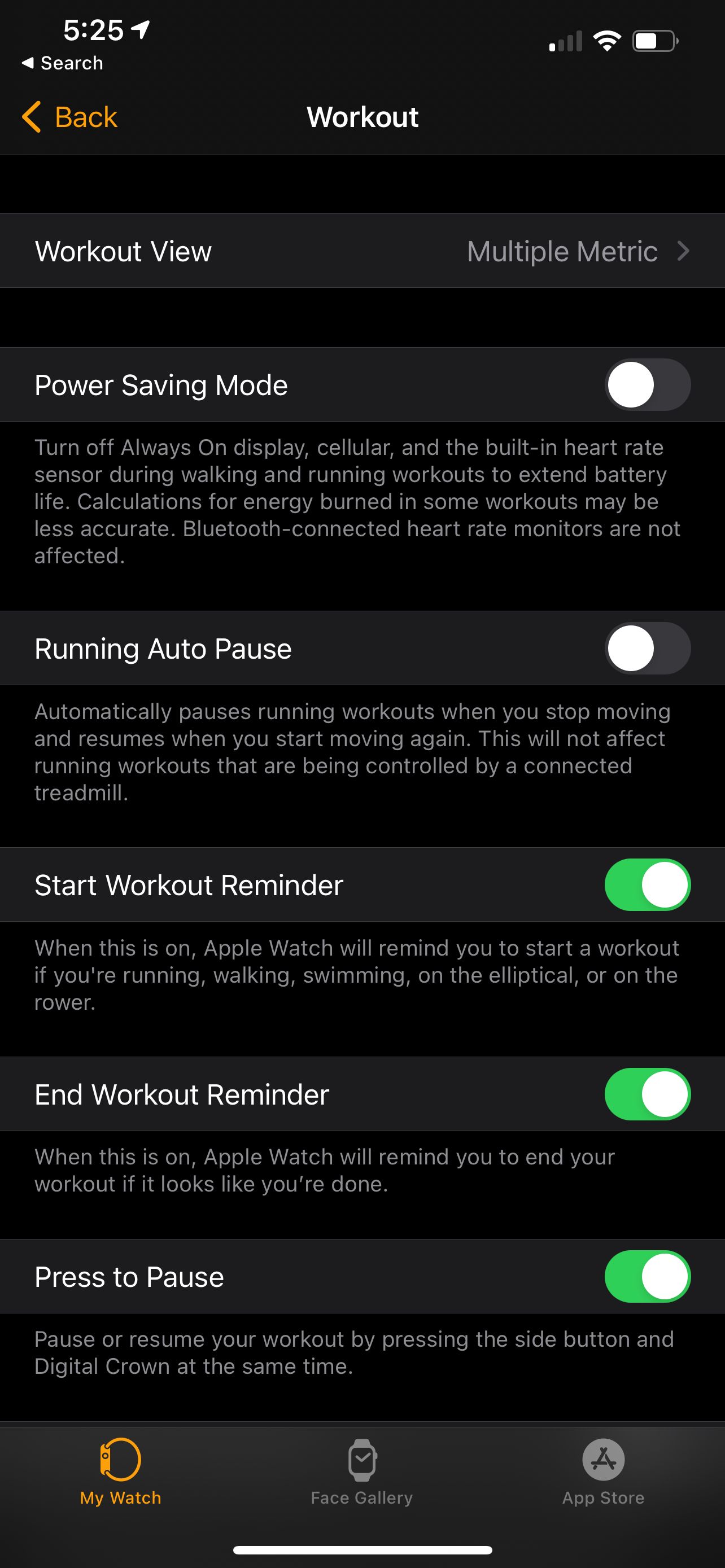 apple watch workout metrics