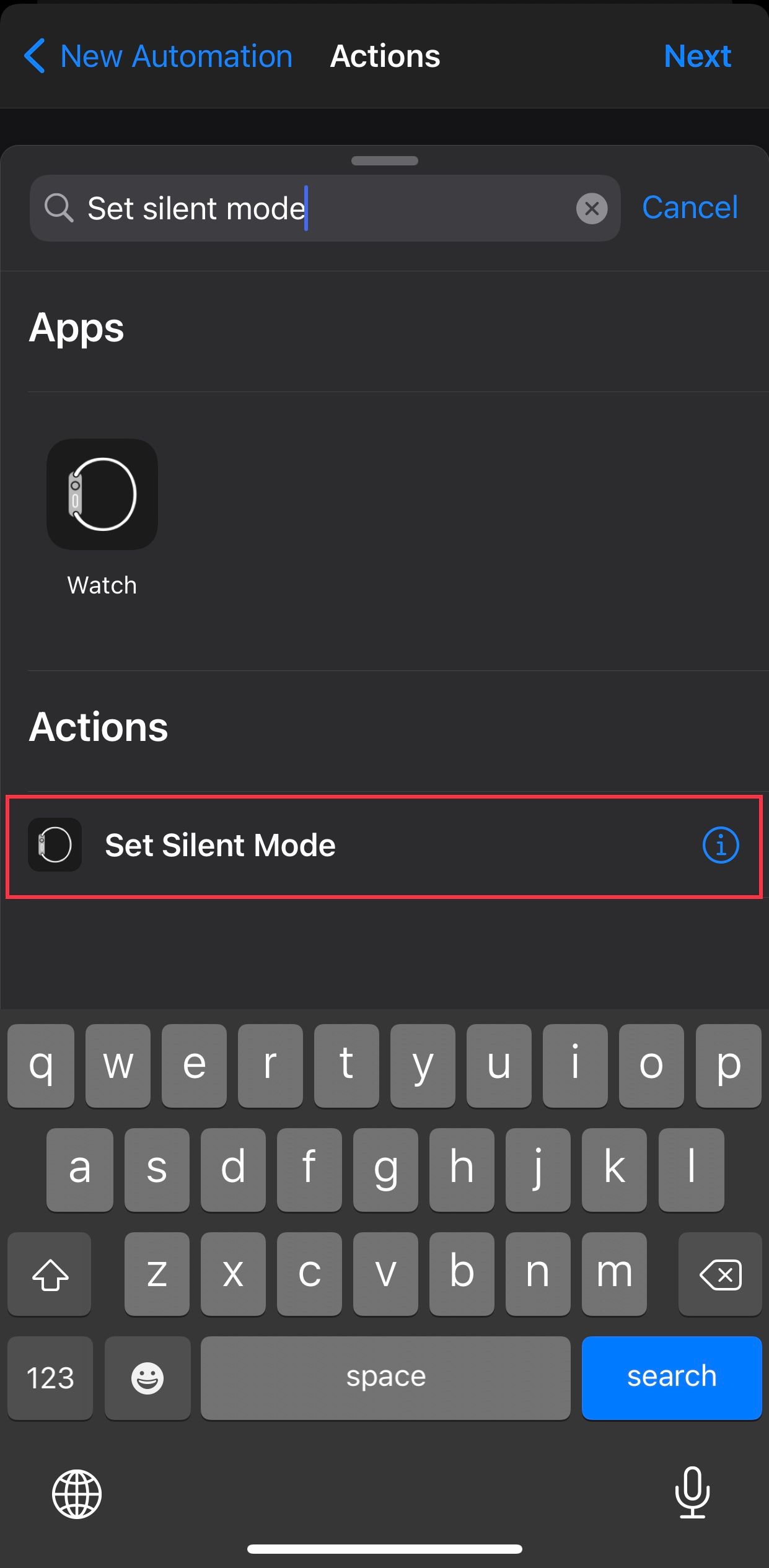 Apple Watch set silent mode