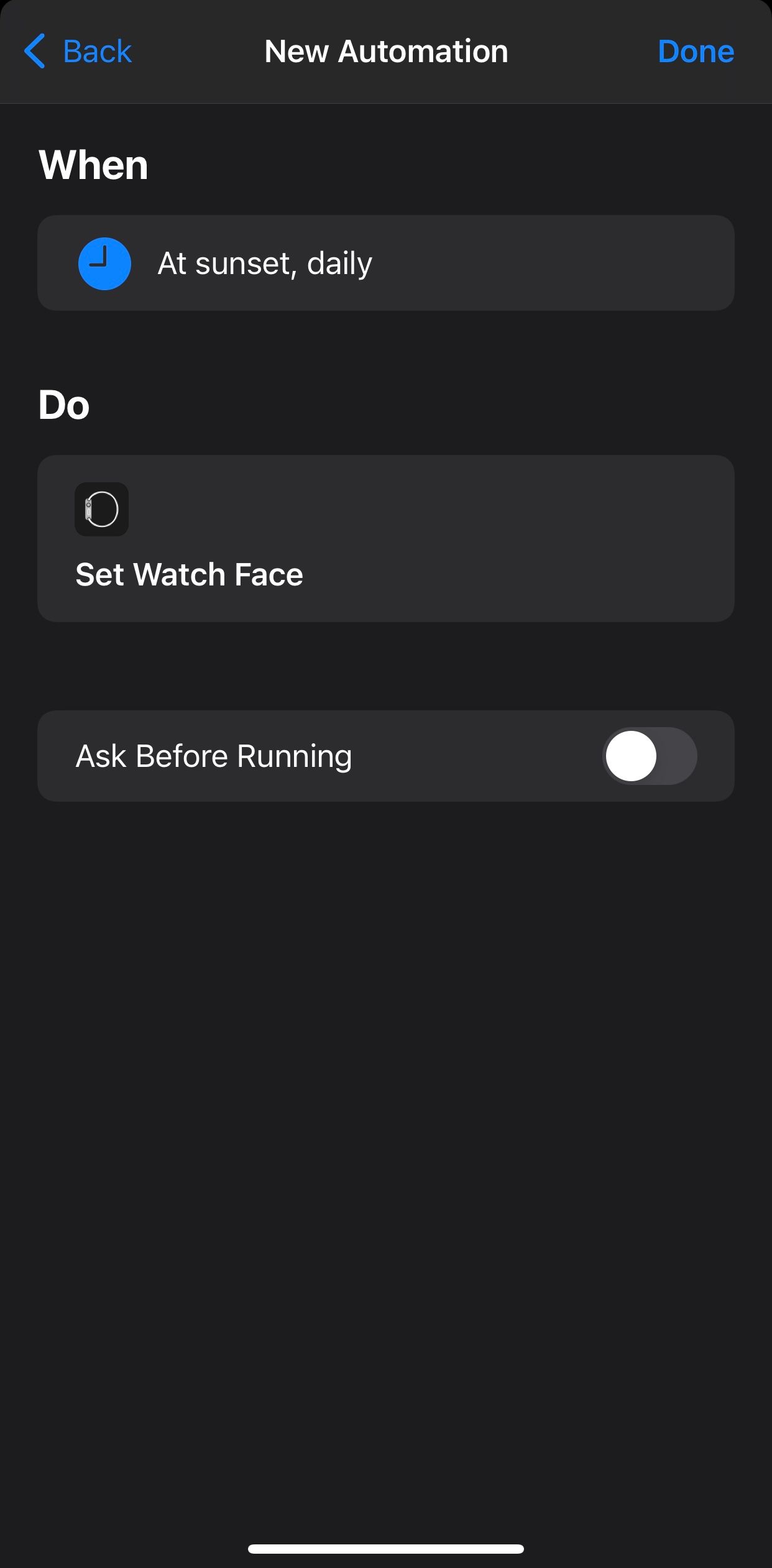 Apple watch confirm change face automation