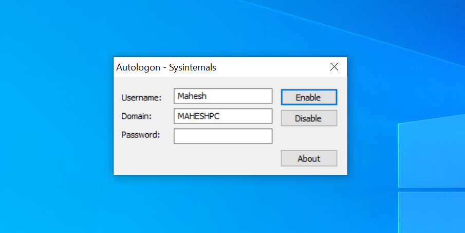 Utilizați Autologon pentru a vă conecta automat la un cont de utilizator pe Windows 10