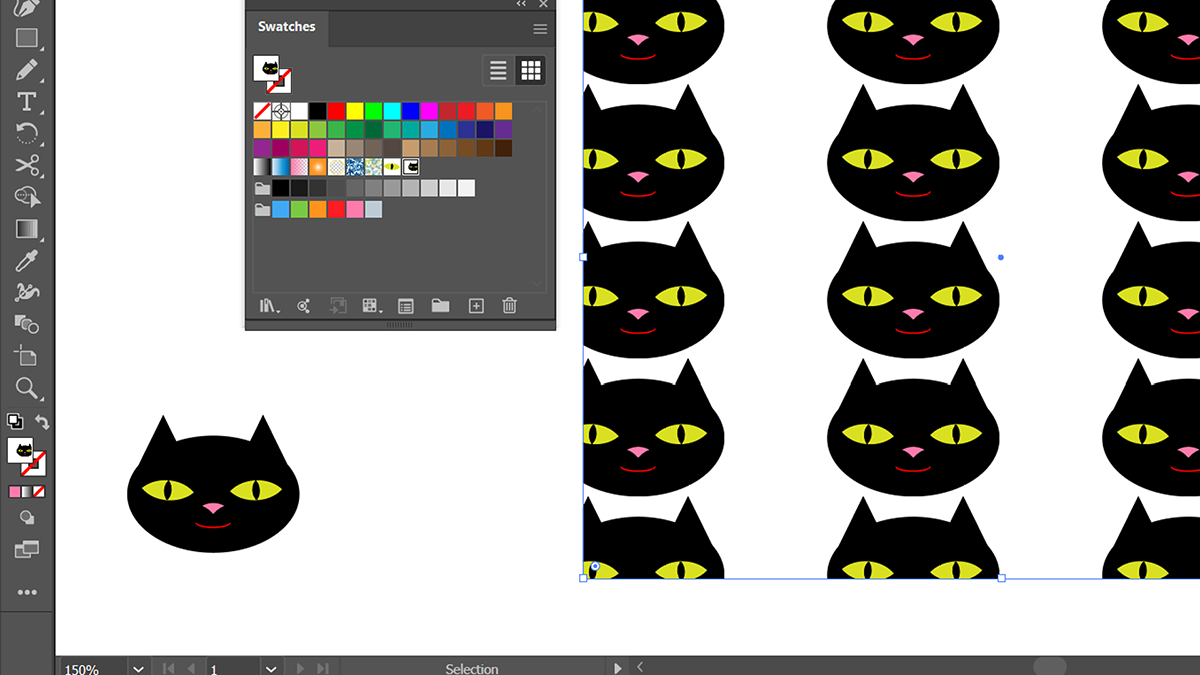 cat vector used as swatch pattern in illustrator