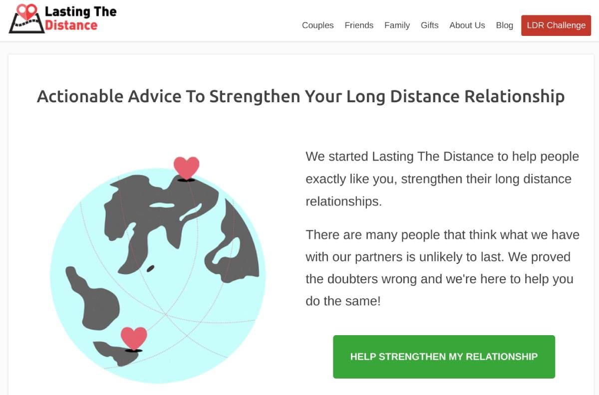 Lasting the Distance est un blog plein de conseils de rencontres longue distance de deux personnes qui l'ont traversé avec succès