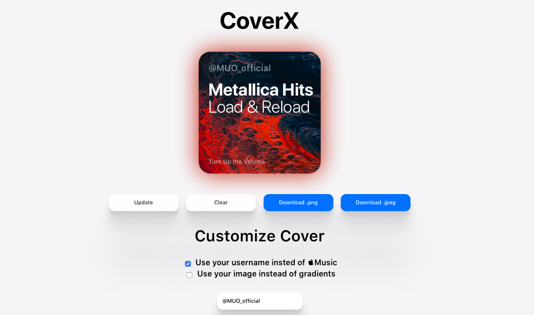 CoverX is a website that lets you create beautiful customized Apple Music covers