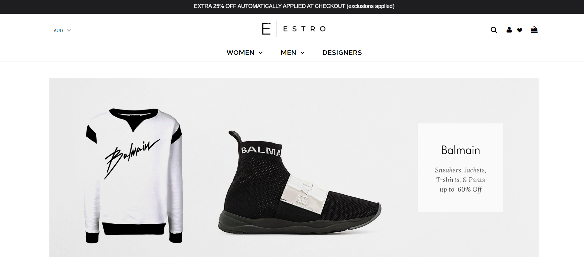 Estro website homepage