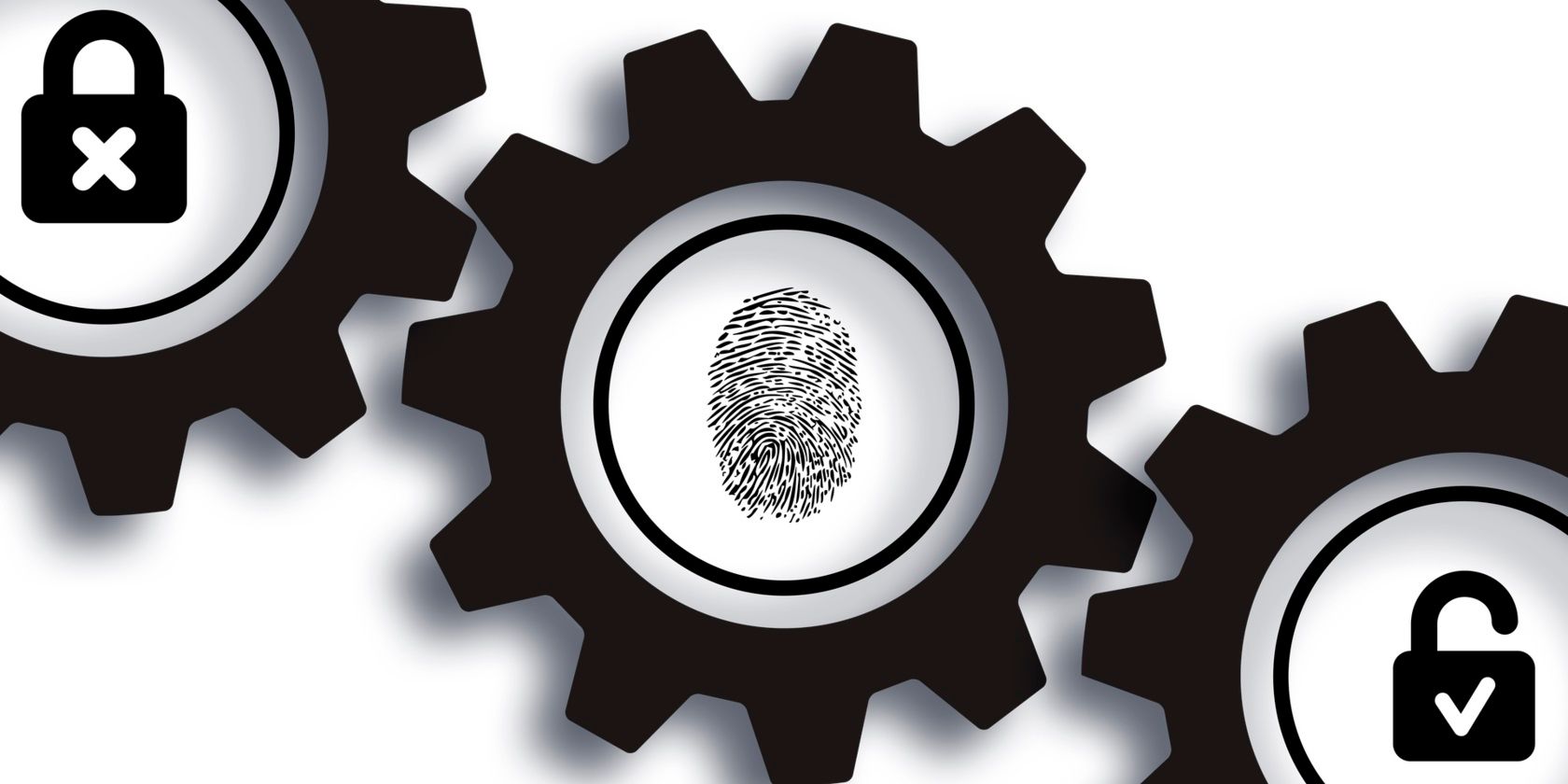 Illustration of gears locks and a finger print