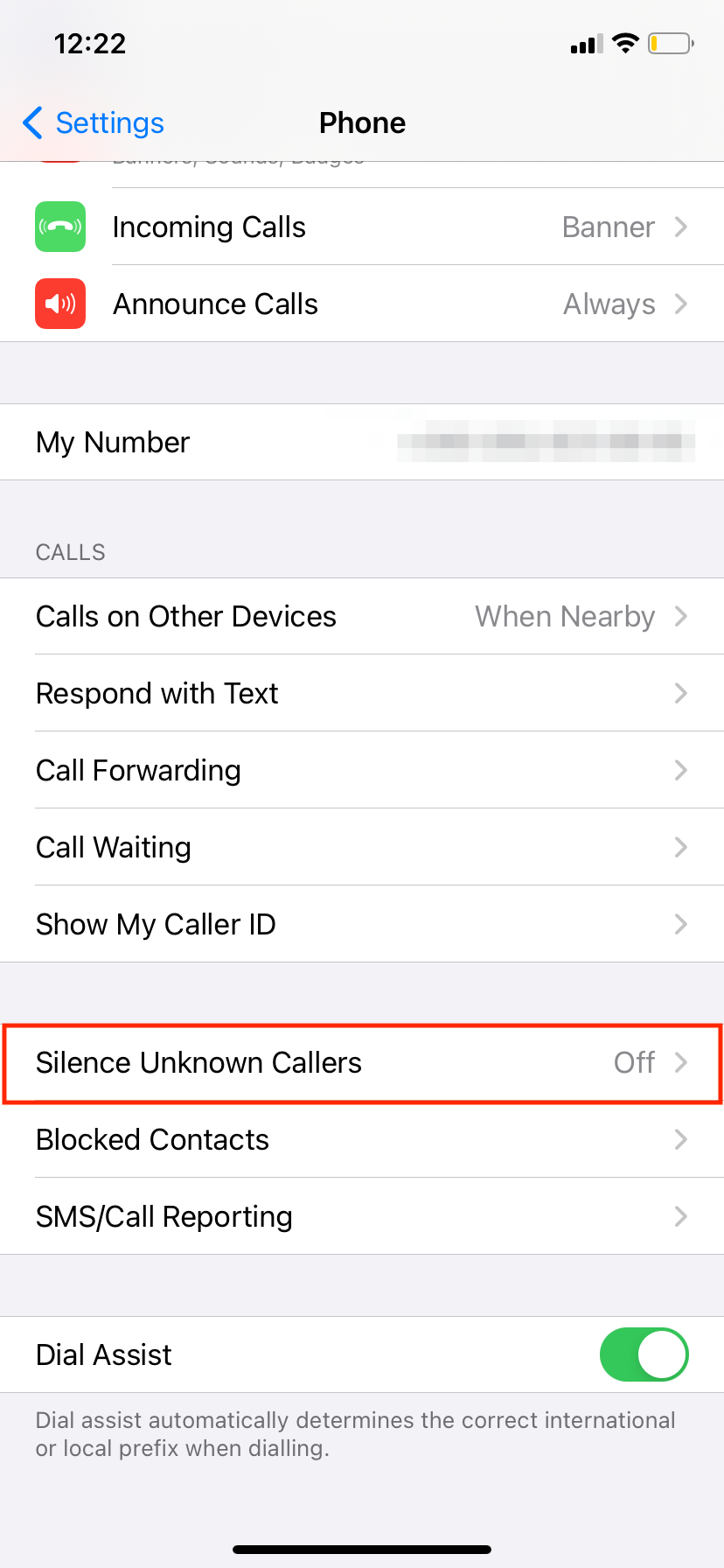 silence unknown callers feature on iPhone