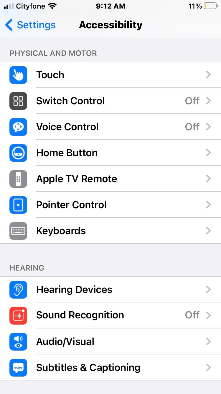 iPhone Accesibility Screenshot Options