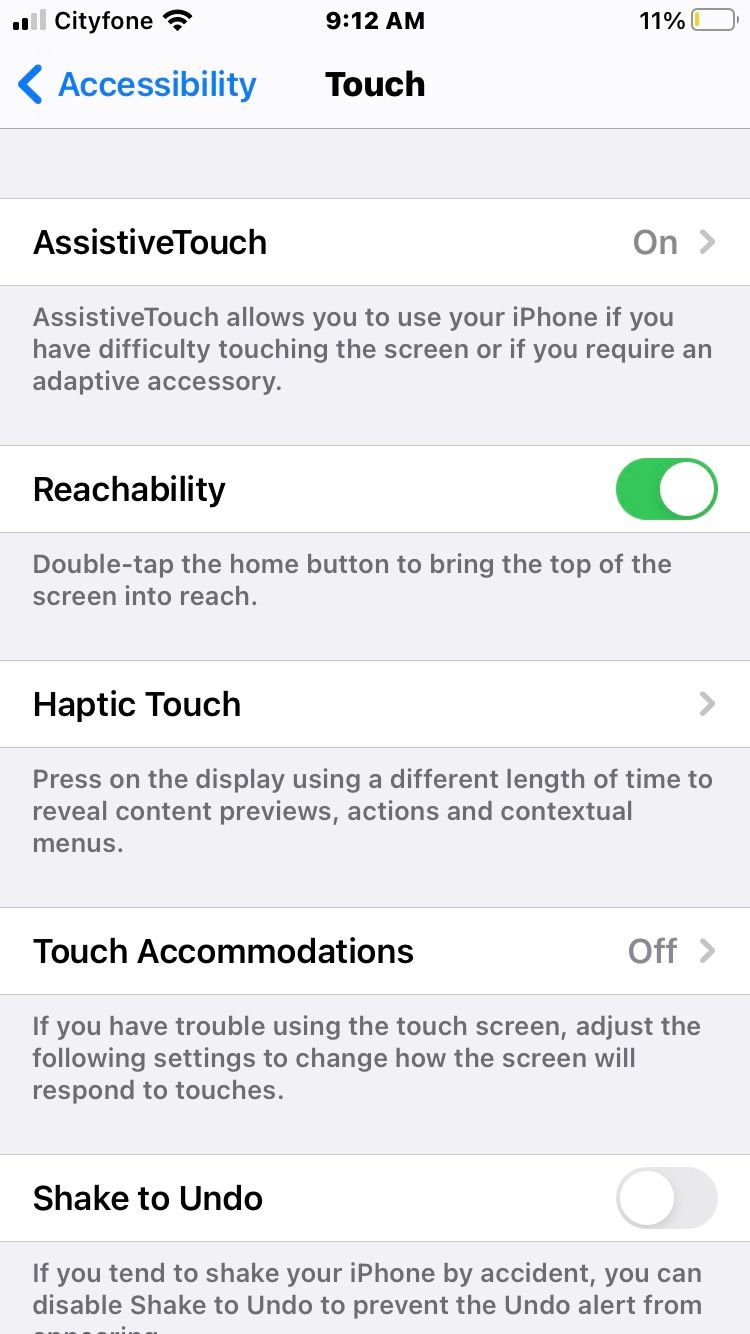 iPhone Touch General Settings