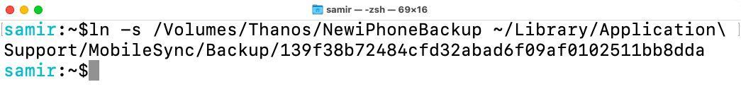 iPhone backup symlink command in Terminal