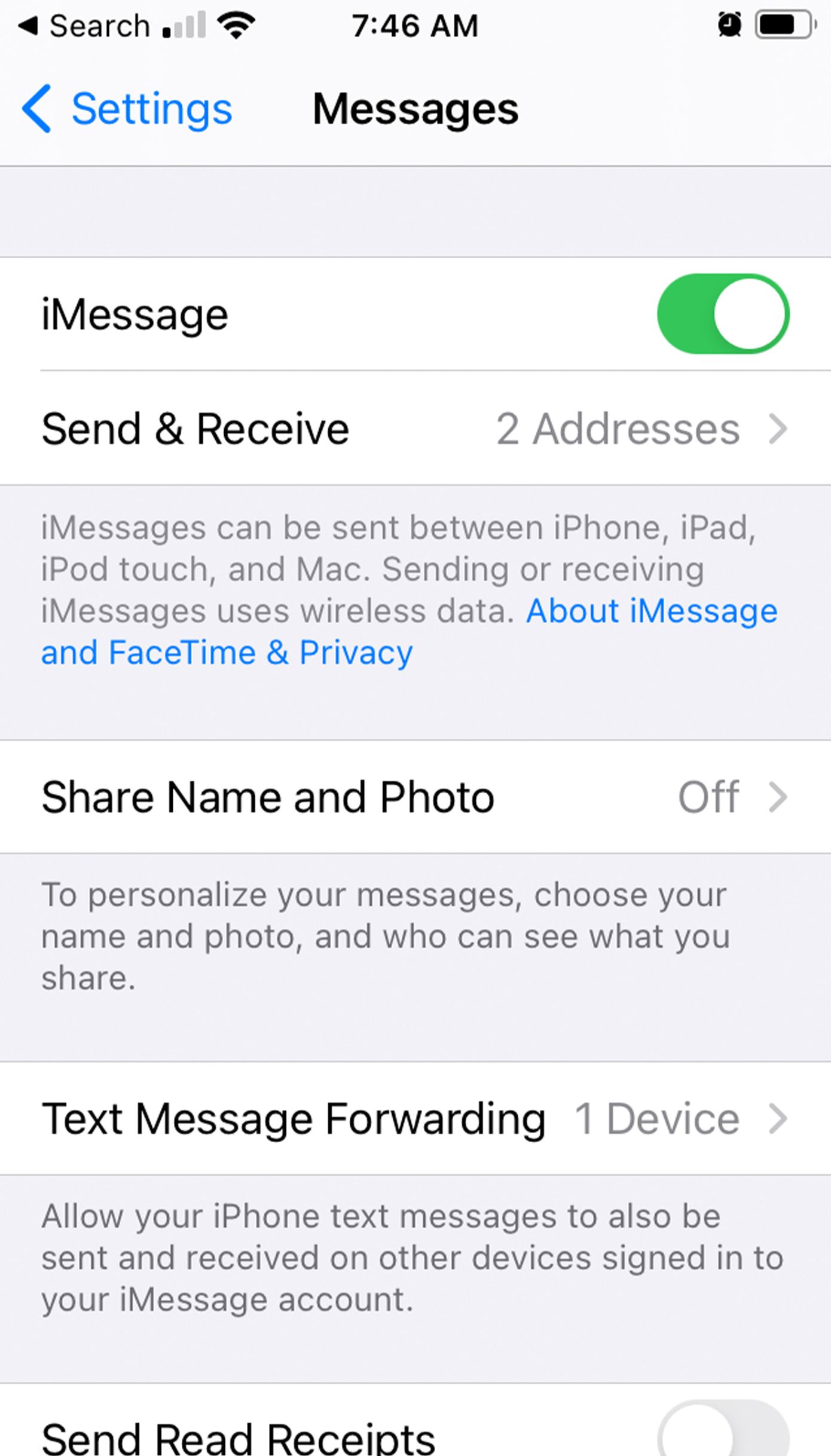 Turn on Text Message Forwarding on iPhone