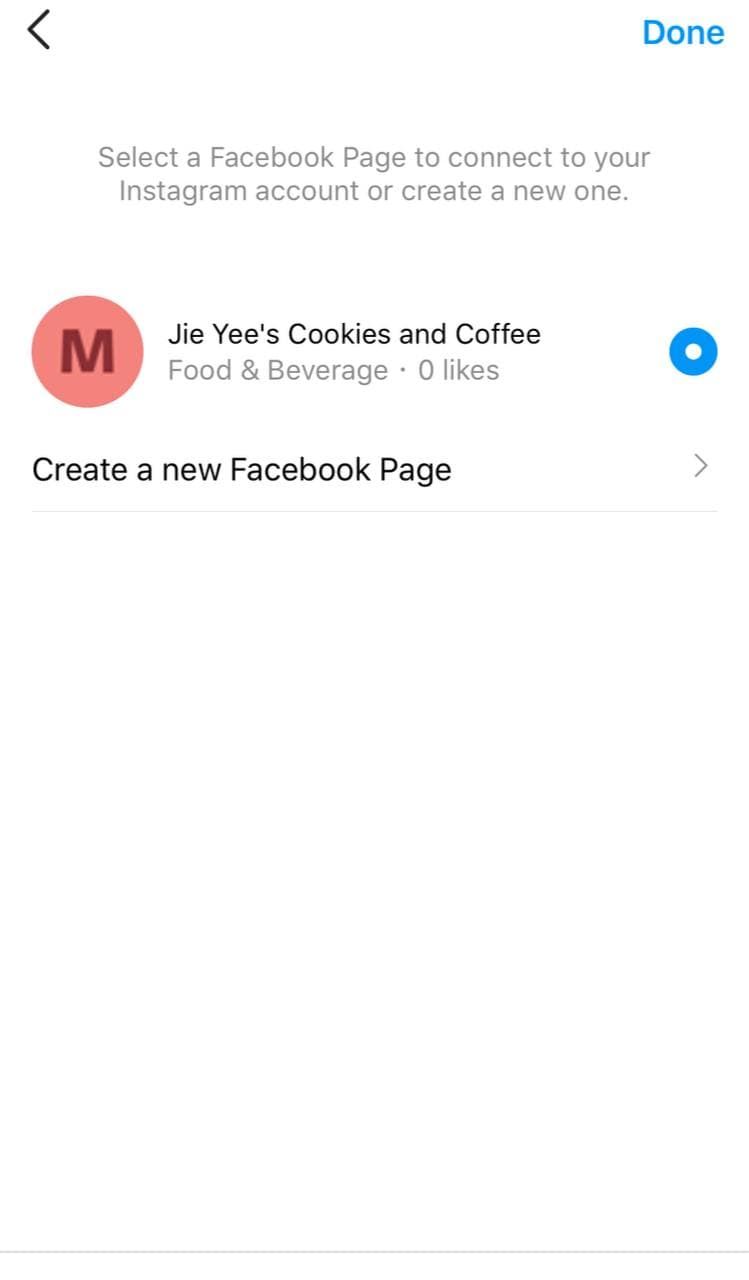 Mobile screenshot of Instagram business settings page