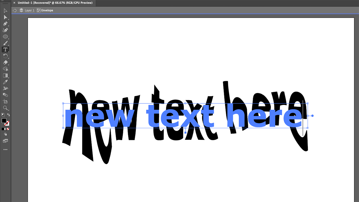 illustrator envelope mesh nieuwe tekst