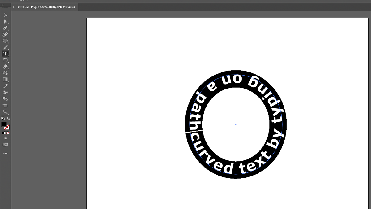 Illustrator Text auf der gegenüberliegenden Seite des Pfades