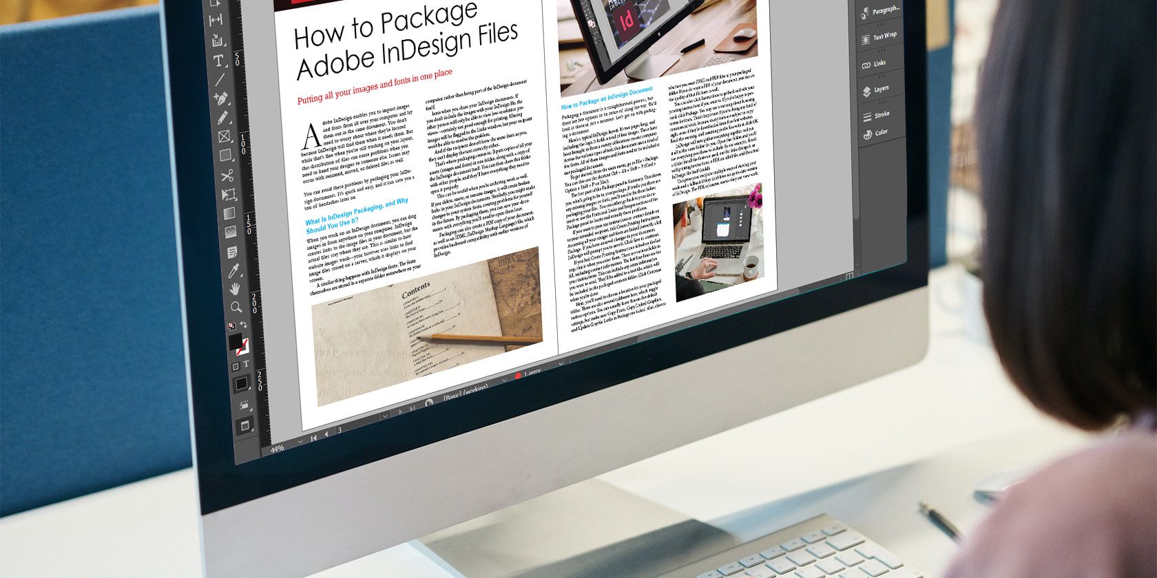 indesign document about packaging open on mac