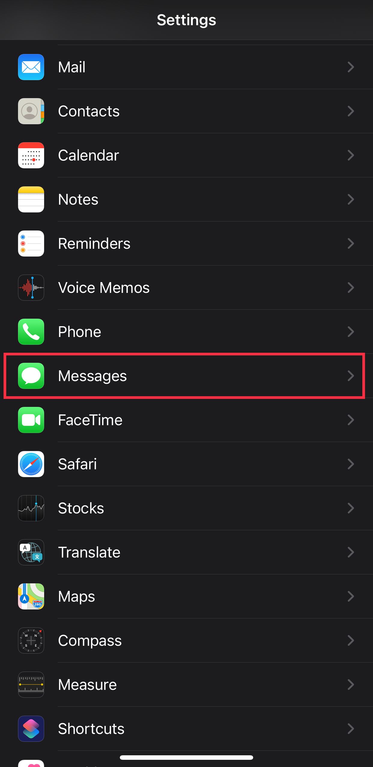 نحوه دسترسی به تنظیمات پیام ها در iOS