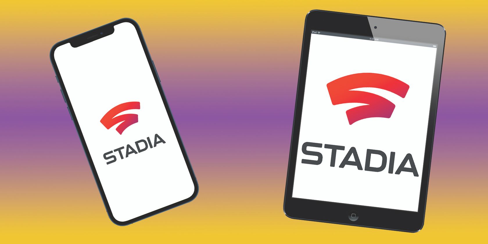 ipad and iphone with stadia on screens