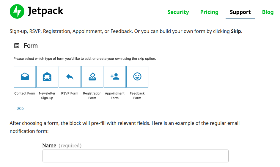 Jetpack Contact Form Block for WordPress