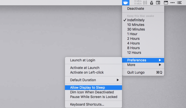 lungo utility app to prevent your Mac from sleeping