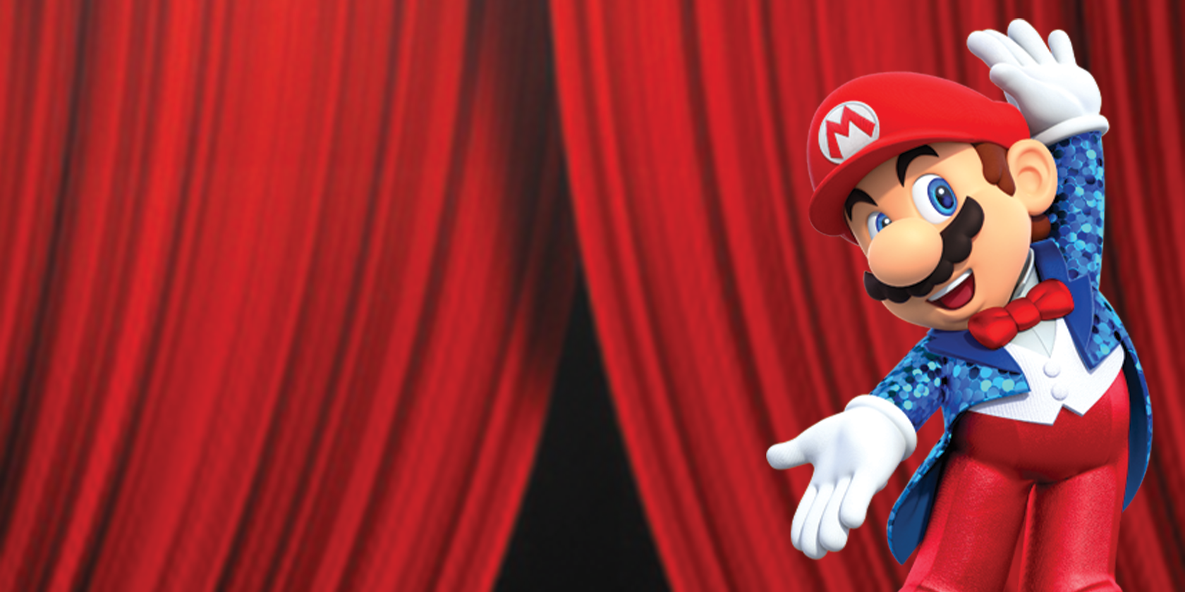 mario with red curtains