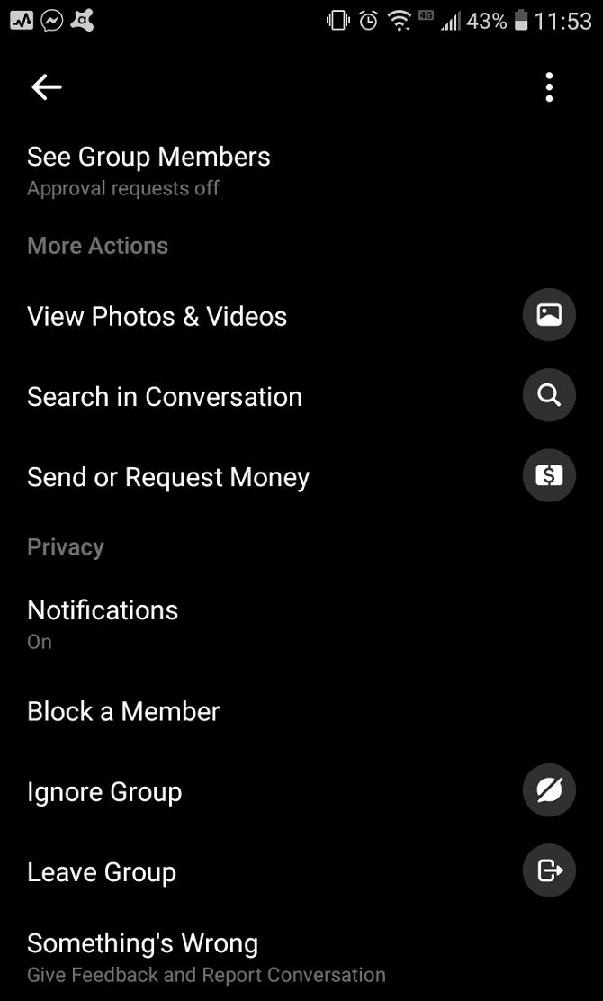 Messenger group settings