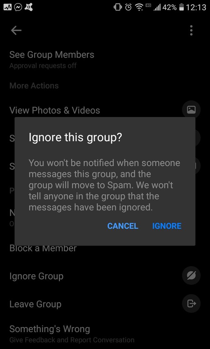 Ignoring a Messenger group