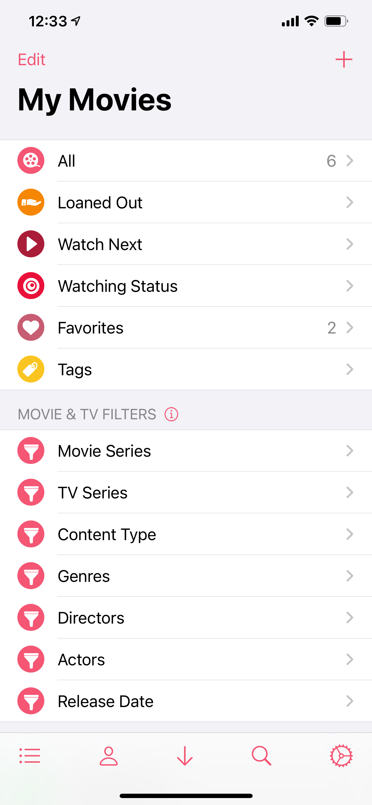 Lists in the MovieBuddy app