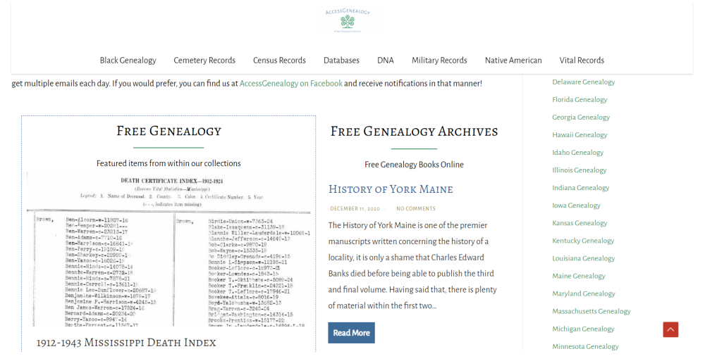 Research your family tree for free with Access Genealogy