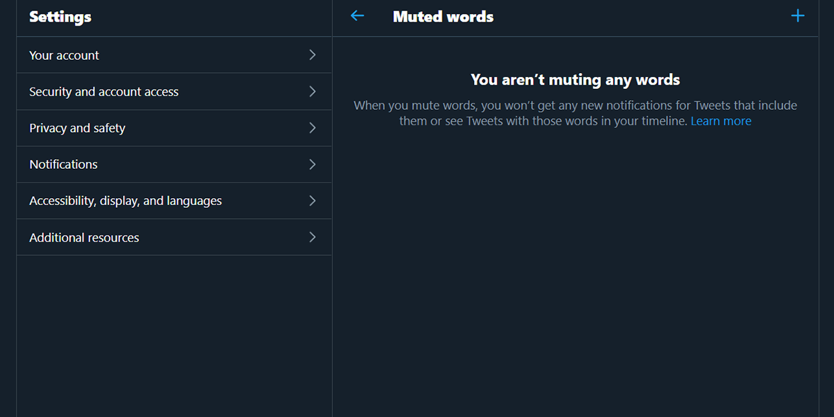 Viewing list of muted words on Twitter