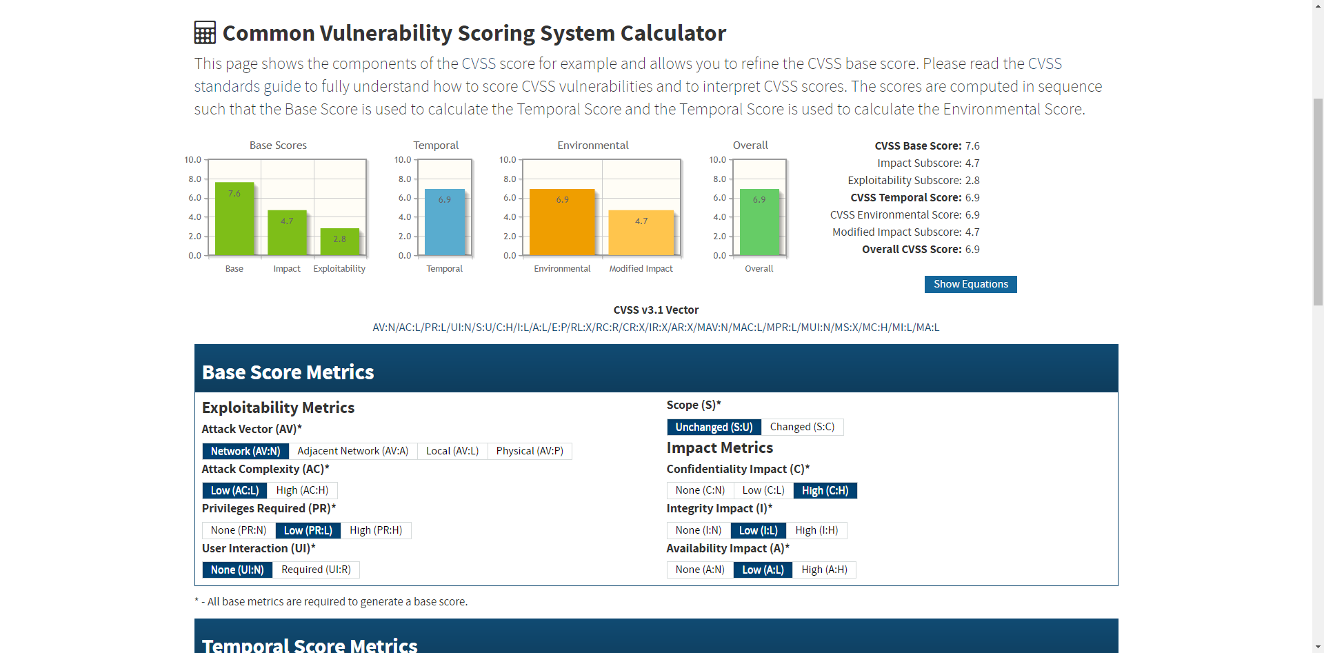 national vulnerability database cvss calculator