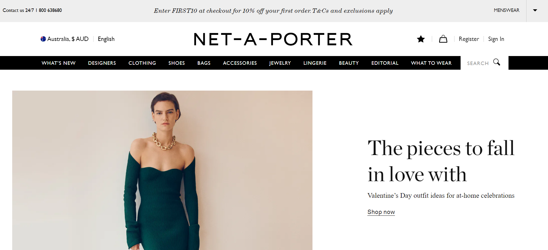 Net-A-Porter website homepage