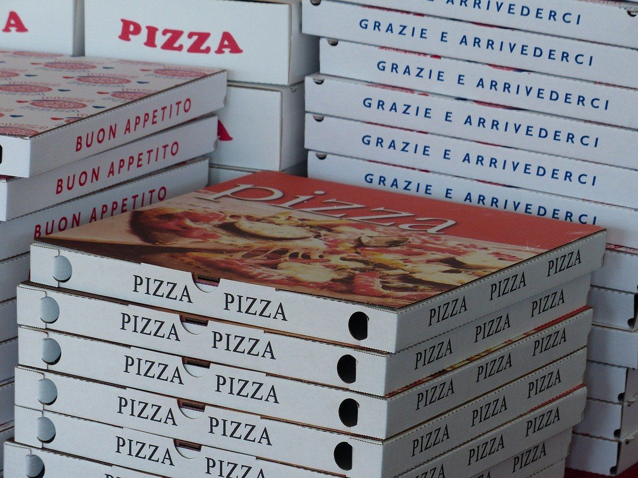 Pizza boxes ready for delivery
