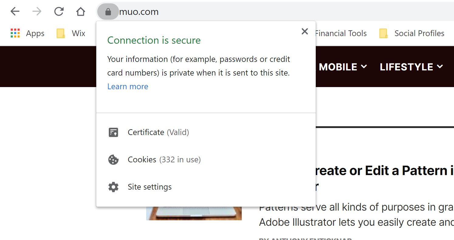 padlock options for google chrome