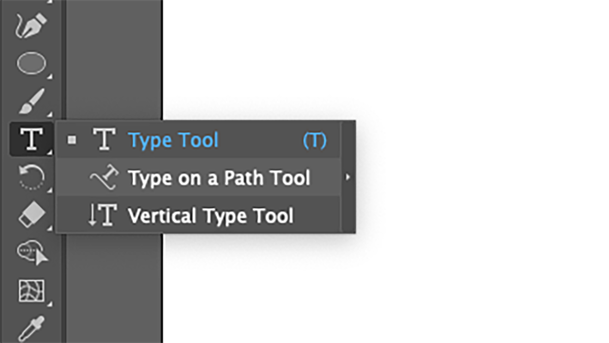 wybieranie narzędzia typ na ścieżce w programie illustrator