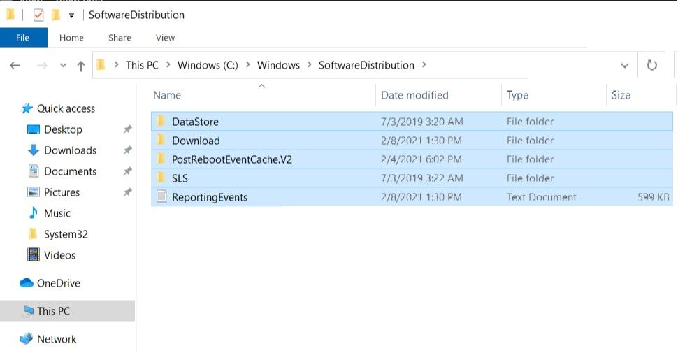 The Software Distribution folder in Windows 10