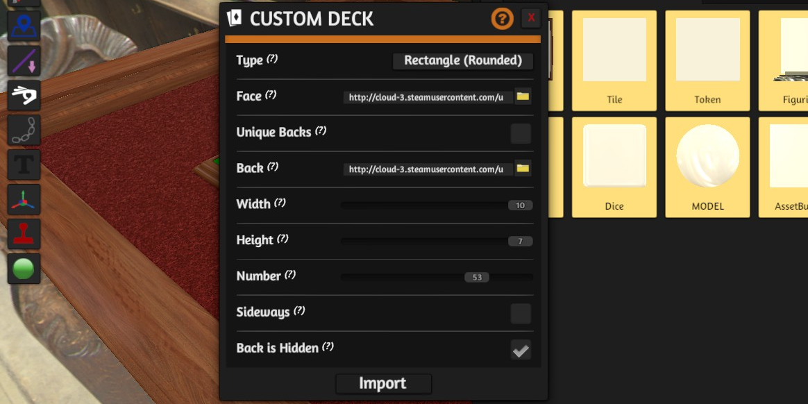 Importing a Custom Deck in Tabletop Simulator