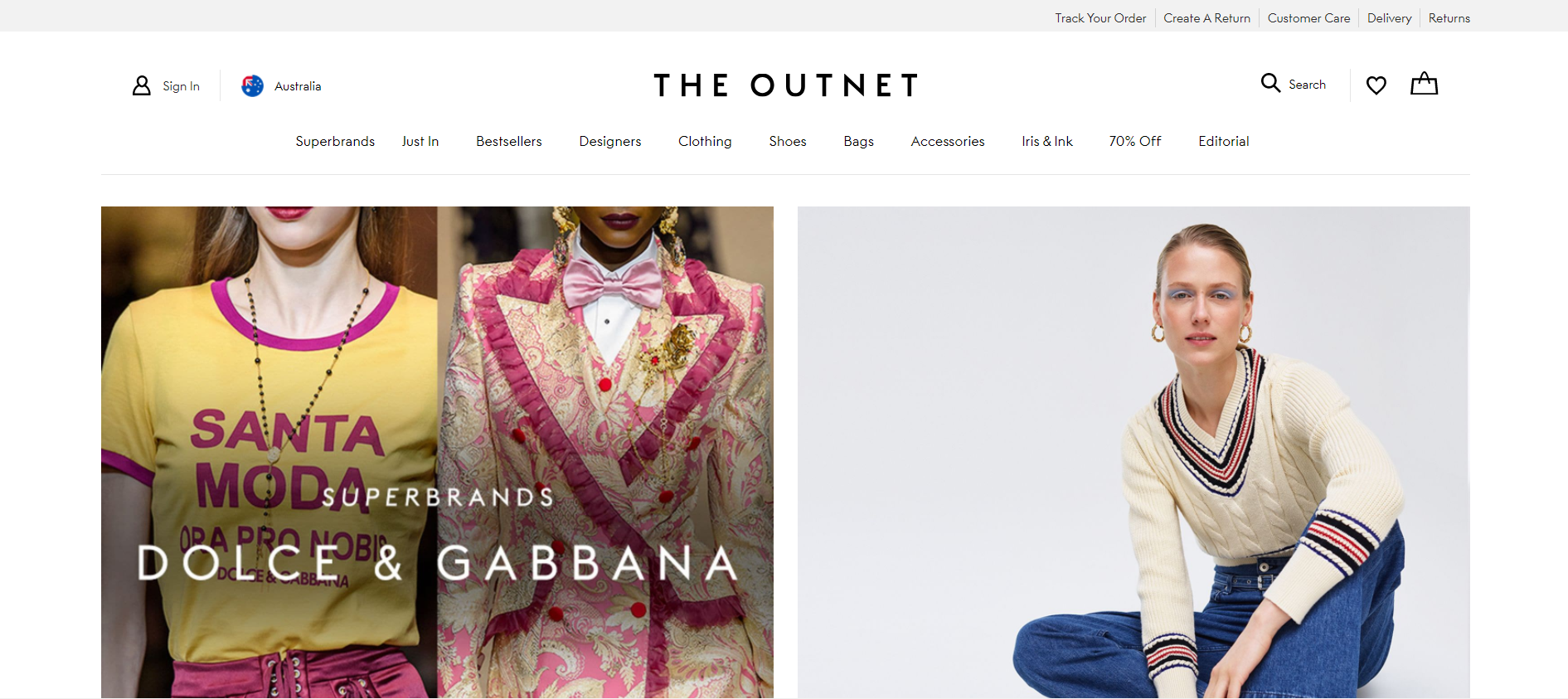 The Outnet website homepage