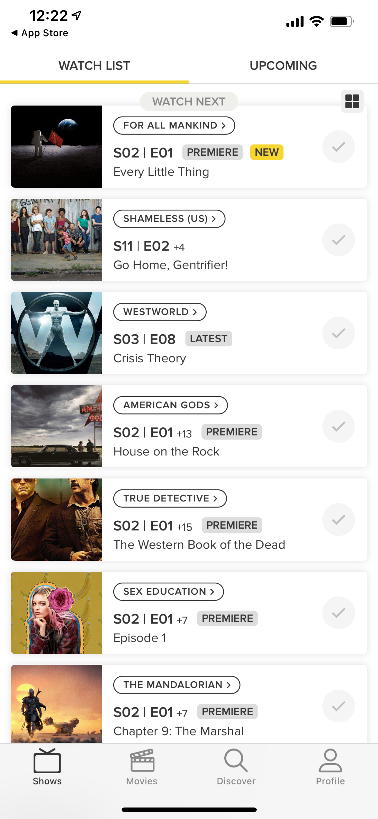 Watch list in TV Time app