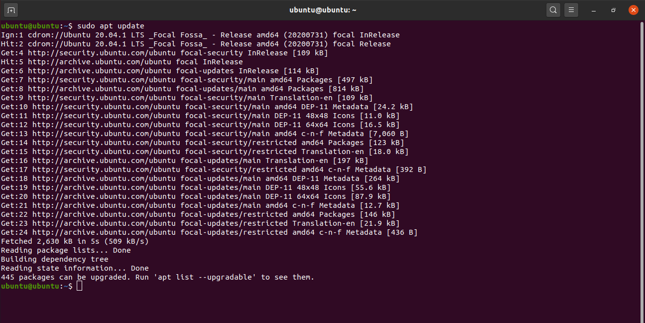 Apt Update Command in the Ubuntu Terminal