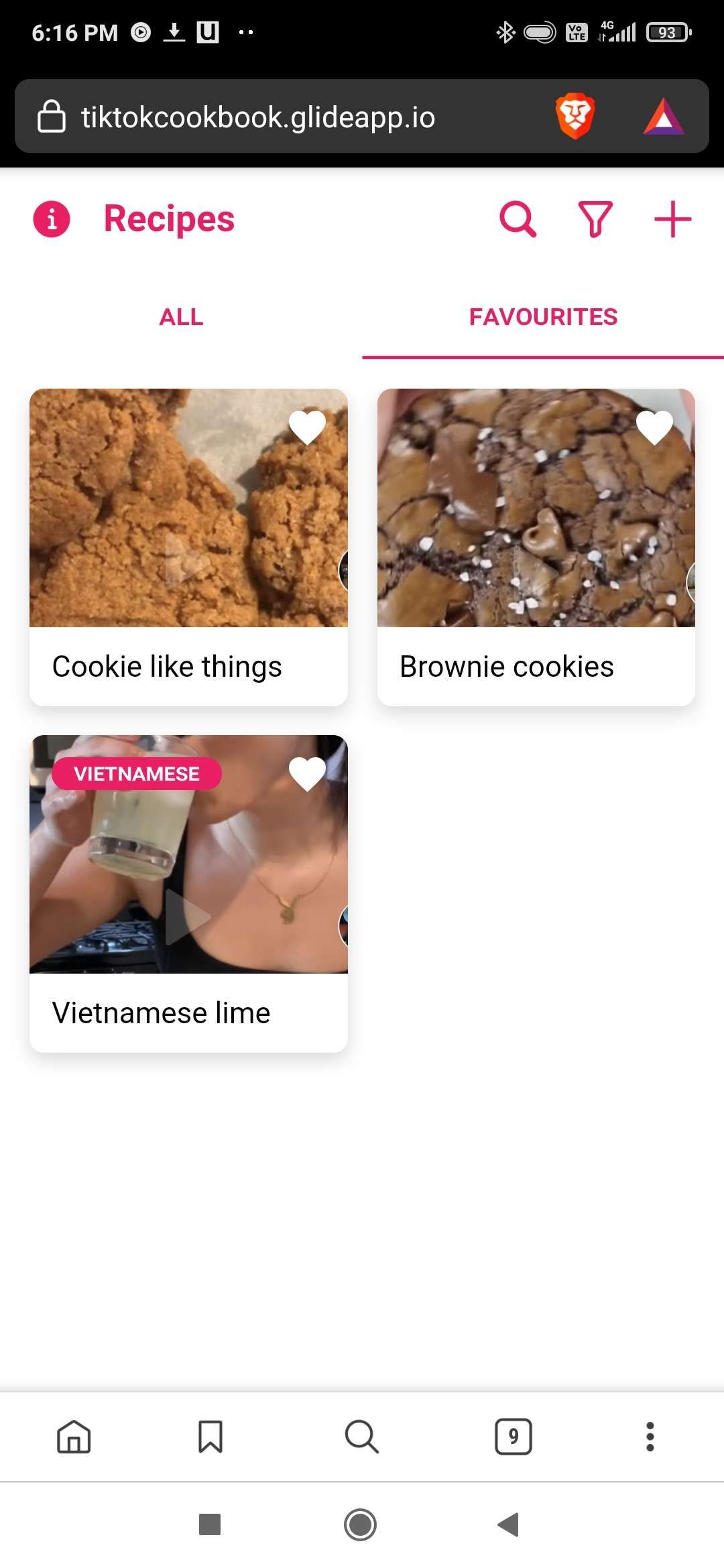 Save recipes for later by adding to your favorites on TikTok Cookbook