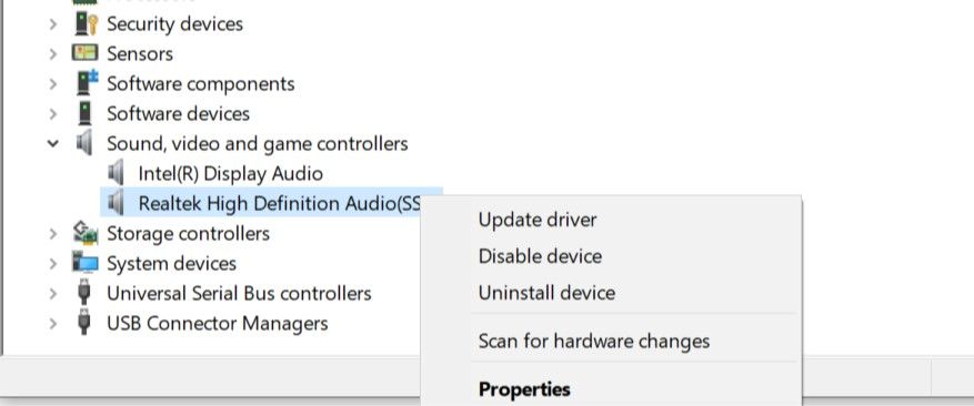 Device Manager- Audio Driver options