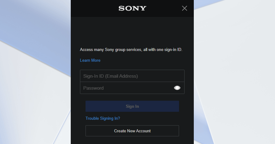PlayStation Create New Account Web