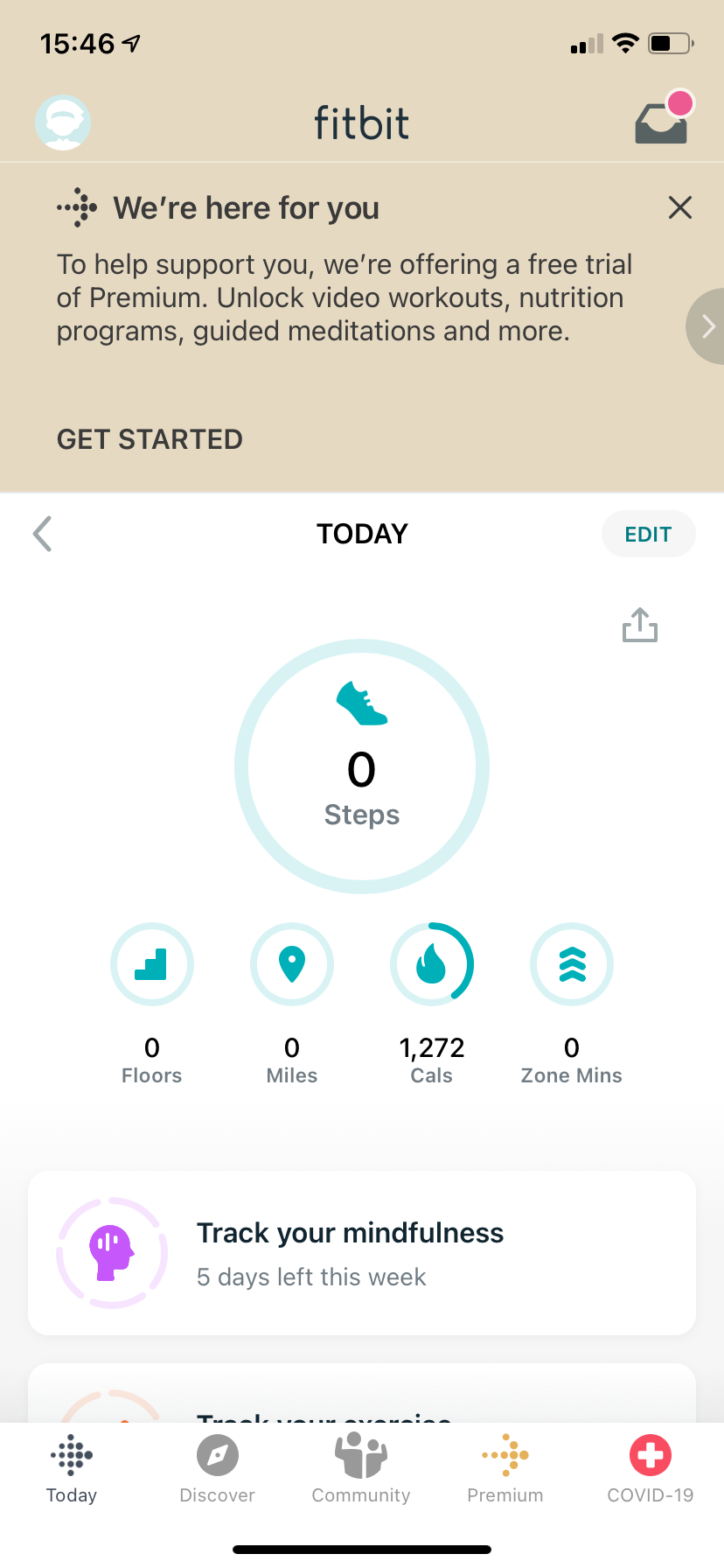 Fitbit App Today Page