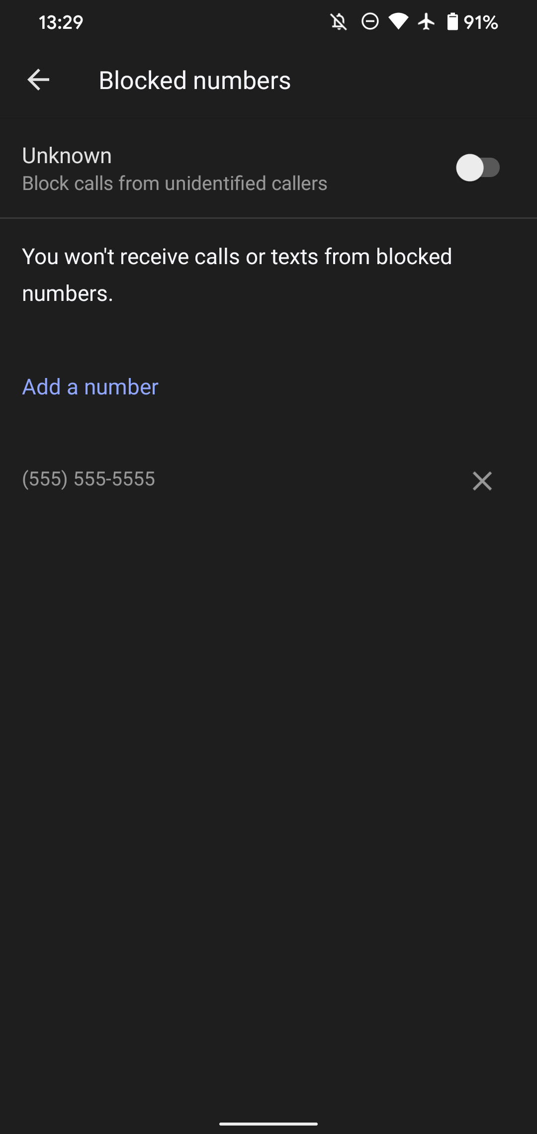 Android Phone Blocked Numbers