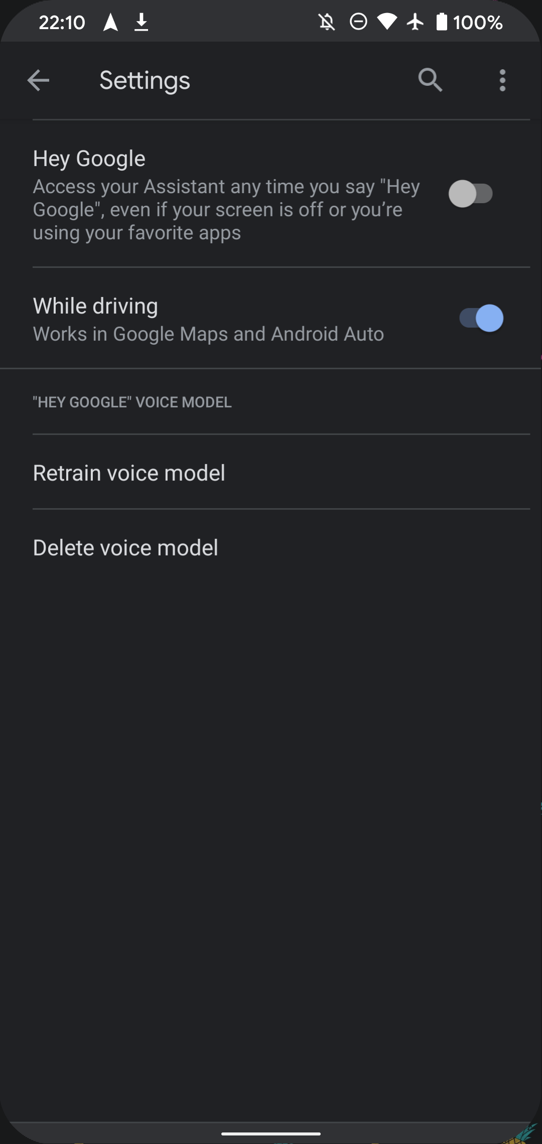 Google Assistant Disable in Maps