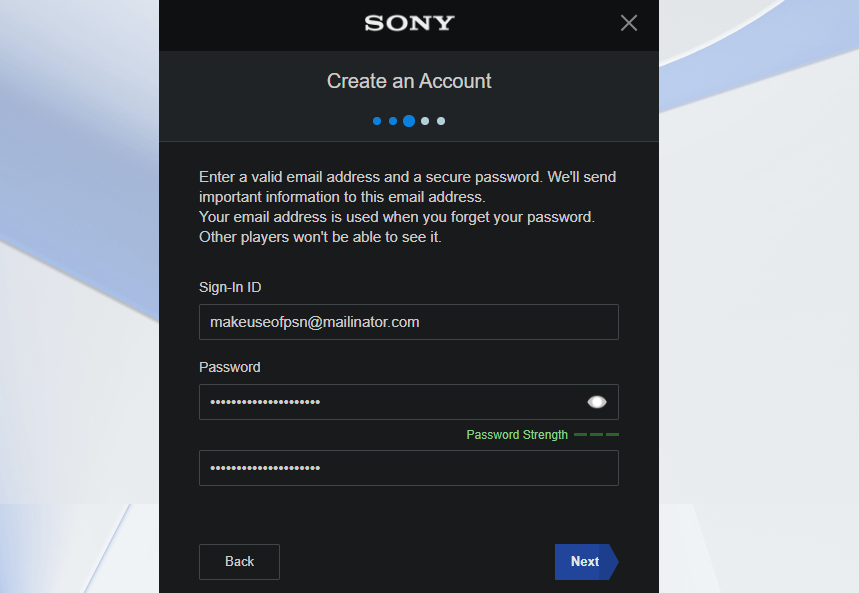 PlayStation Create Account ID