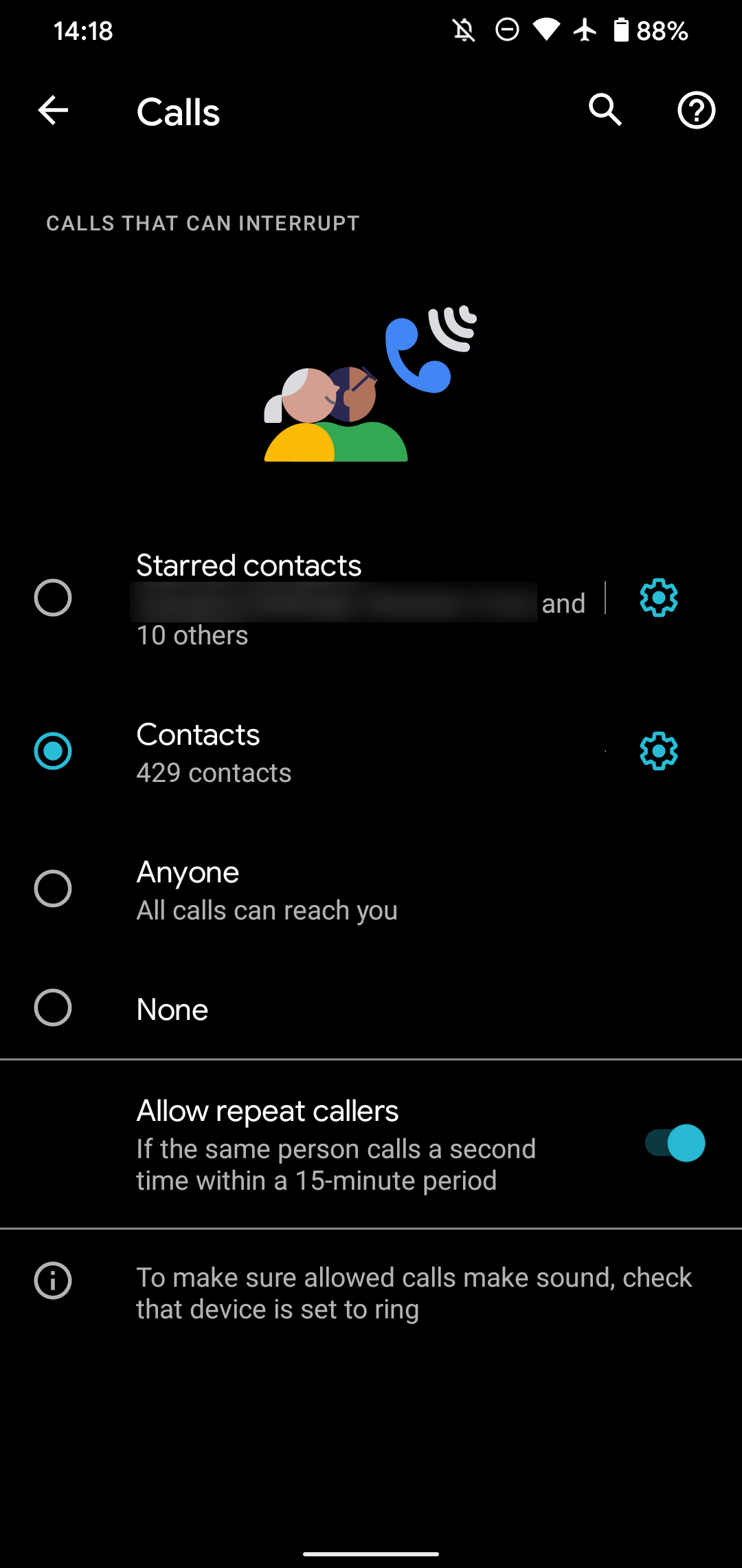 Android Do Not Disturb Callers