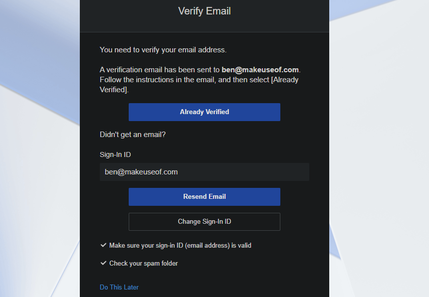 PSN Verify Email Address