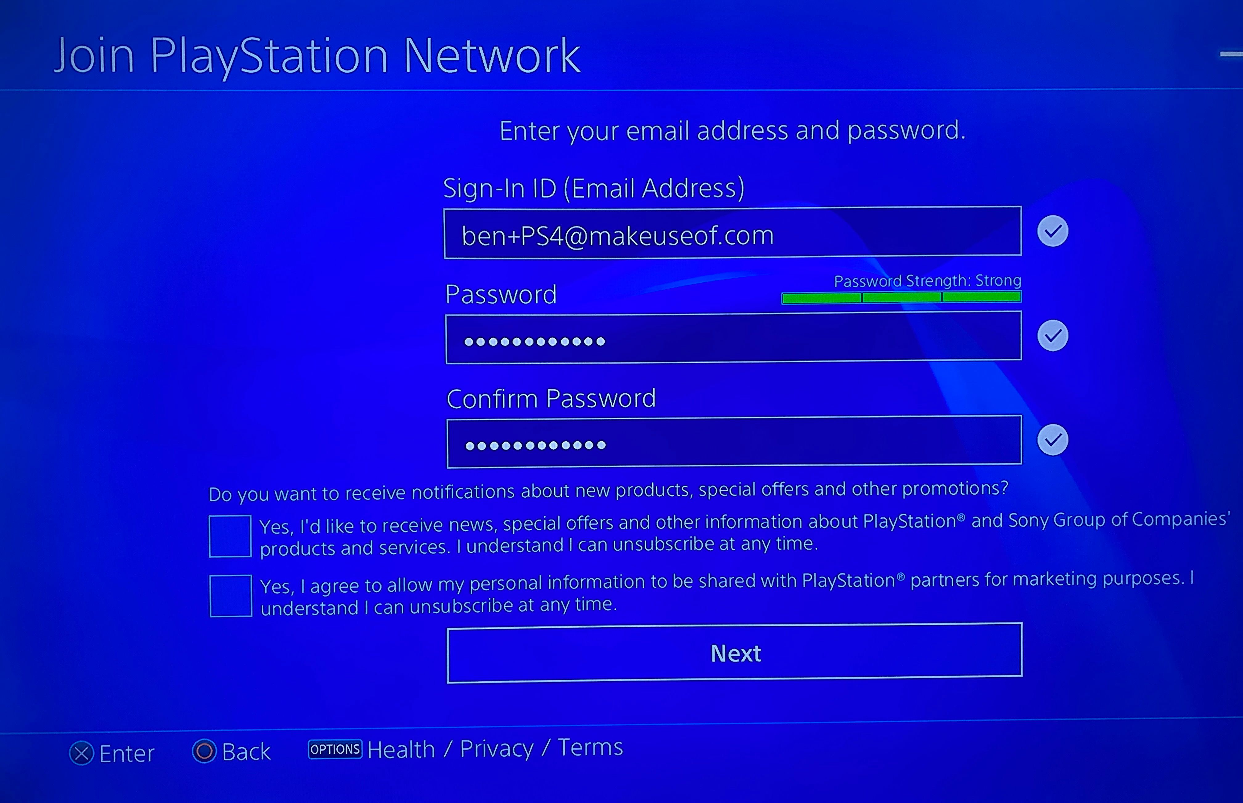 PS4 Add Email Address